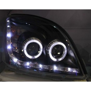 Φανάρια εμπρός Toyota Land Cruiser 120 (2003-2009) led / angel eyes - chrome , με λάμπες (Η1) - σετ 2τμχ.