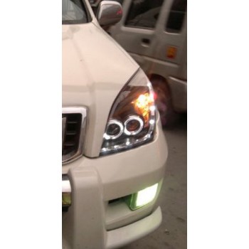 Φανάρια εμπρός Toyota Land Cruiser 120 (2003-2009) led / angel eyes - chrome , με λάμπες (Η1) - σετ 2τμχ.