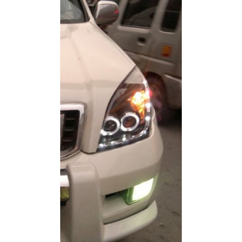 Φανάρια εμπρός Toyota Land Cruiser 120 (2003-2009) led / angel eyes - chrome , με λάμπες (Η1) - σετ 2τμχ.
