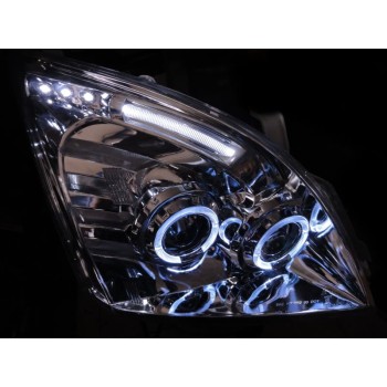 Φανάρια εμπρός Toyota Land Cruiser 120 (2003-2009) angel eyes - chrome , χωρίς λάμπες (Η7) - σετ 2τμχ.