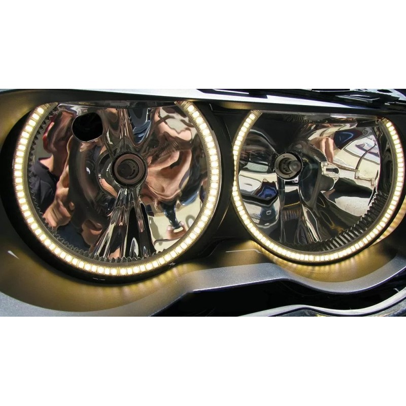 Δαχτυλίδια BMW E46 coupe (1998-2003) / BMW E46 Sedan, Combi (1998-2005) angel eyes με 66 led - κίτρινο χρώμα