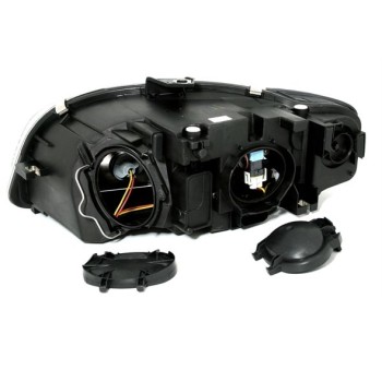 Φανάρια εμπρός Audi A4 B7 (2004-2008) led - chrome ,μαύρα , με λάμπες (Η1) - σετ 2τμχ.
