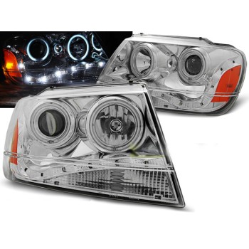 Φανάρια εμπρός Jeep Grand Cherokee (1999-2005) angel eyes CCFL - chrome