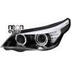 Φανάρια εμπρός led BMW E60 (2003-2007) angel eyes - F10-Look , με λάμπες (Η1) - σετ 2τμχ.
