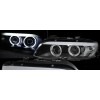 Φανάρια εμπρός BMW X5 (2003-2007) angel eyes - black , με λάμπες (Η1) - σετ 2τμχ.