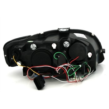 Φανάρια εμπρός Audi A4 B7 (2004-2008) led Lightbar Design - μαύρα , με λάμπες (H7/Η1) - σετ 2τμχ.