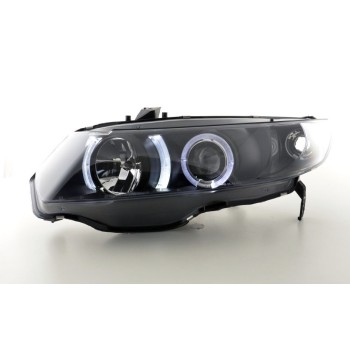 Φανάρια εμπρός Honda Civic coupe (2006-2008) angel eyes, χωρίς λάμπες (Η7) - σετ 2τμχ.