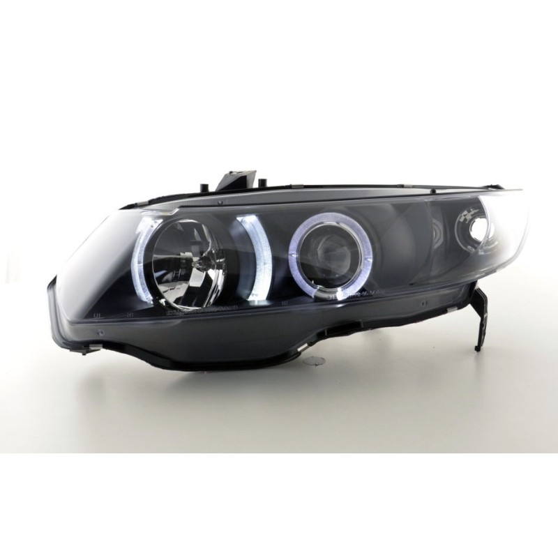 Φανάρια εμπρός Honda Civic coupe (2006-2008) angel eyes, χωρίς λάμπες (Η7) - σετ 2τμχ.