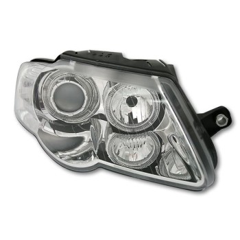 Φανάρια εμπρός Vw Passat B6 / 3C (2005-2010) angel eyes - chrome , χωρίς λάμπες (Η7) - σετ 2τμχ.