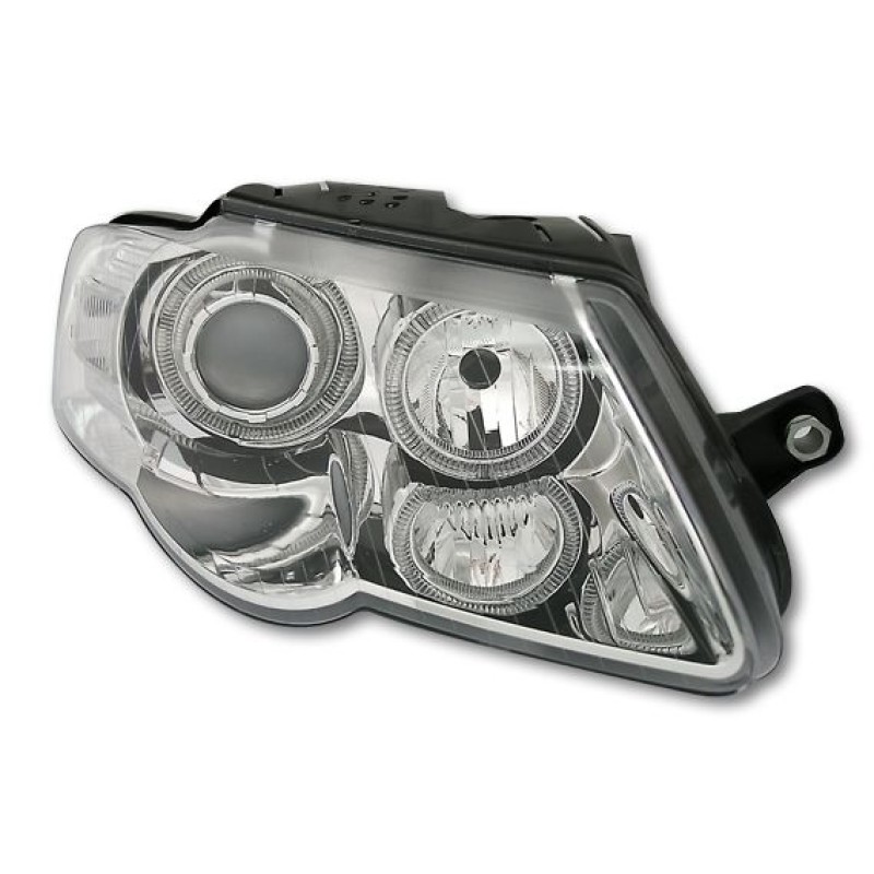 Φανάρια εμπρός Vw Passat B6 / 3C (2005-2010) angel eyes - chrome , χωρίς λάμπες (Η7) - σετ 2τμχ.