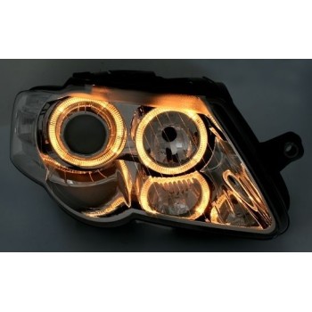 Φανάρια εμπρός Vw Passat B6 / 3C (2005-2010) angel eyes - chrome , χωρίς λάμπες (Η7) - σετ 2τμχ.