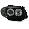 Φανάρια εμπρός BMW E87/Ε81 (2004-2011) angel eyes - μαύρα , με λάμπες (Η1) - σετ 2τμχ.