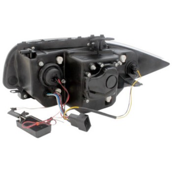 Φανάρια εμπρός BMW E87/Ε81 (2004-2011) angel eyes - μαύρα , με λάμπες (Η1) - σετ 2τμχ.