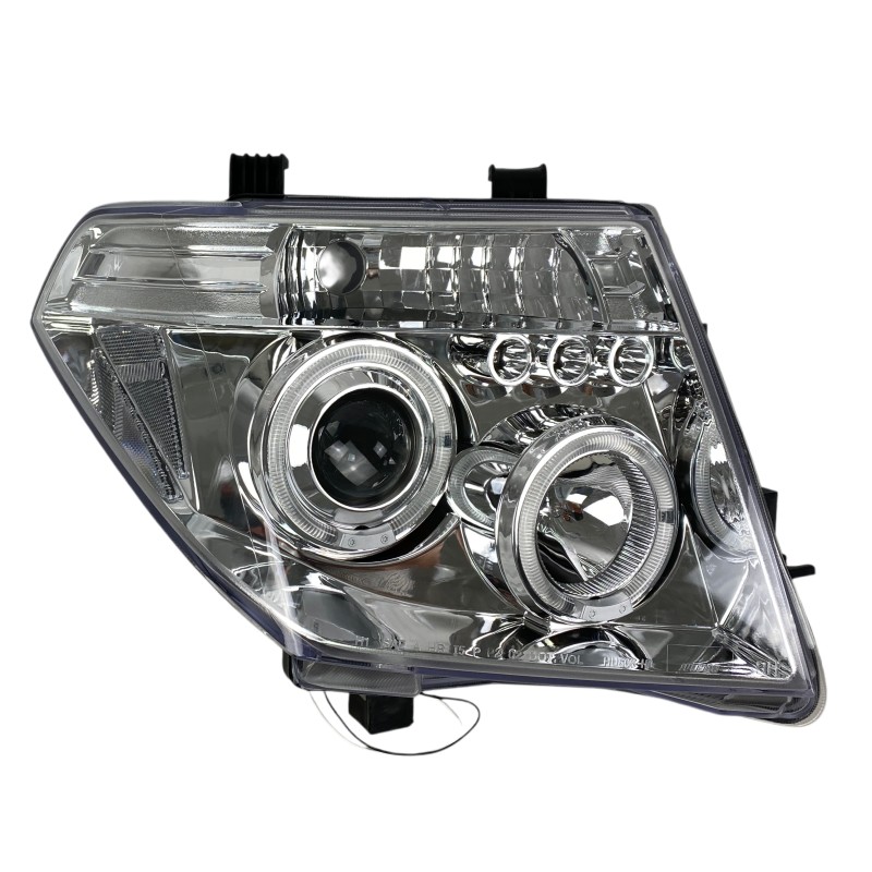 Φανάρια εμπρός Nissan Navara / Pathfinder (2005-2009) led angel eyes - chrome , με λάμπες (Η1) - σετ 2τμχ.