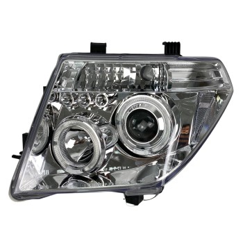 Φανάρια εμπρός Nissan Navara / Pathfinder (2005-2009) led angel eyes - chrome , με λάμπες (Η1) - σετ 2τμχ.