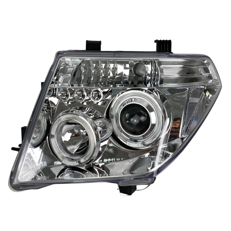 Φανάρια εμπρός Nissan Navara / Pathfinder (2005-2009) led angel eyes - chrome , με λάμπες (Η1) - σετ 2τμχ.