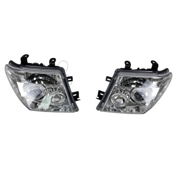 Φανάρια εμπρός Nissan Navara / Pathfinder (2005-2009) led angel eyes - chrome , με λάμπες (Η1) - σετ 2τμχ.