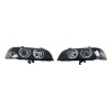 Φανάρια εμπρός BMW E39 (1995-2000) angel eyes - μαύρα , χειρ.ρύθμιση , χωρίς λάμπες (Η7) - σετ 2τμχ.