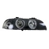 Φανάρια εμπρός BMW E39 (1995-2000) angel eyes - μαύρα , χειρ.ρύθμιση , χωρίς λάμπες (Η7) - σετ 2τμχ.
