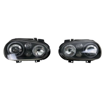 Φανάρια εμπρός Vw Golf IV R32 angel eyes - μαύρα , χωρίς λάμπες (Η7) - σετ 2τμχ.