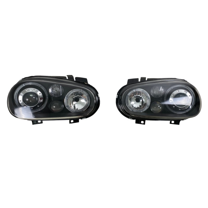 Φανάρια εμπρός Vw Golf IV R32 angel eyes - μαύρα , χωρίς λάμπες (Η7) - σετ 2τμχ.