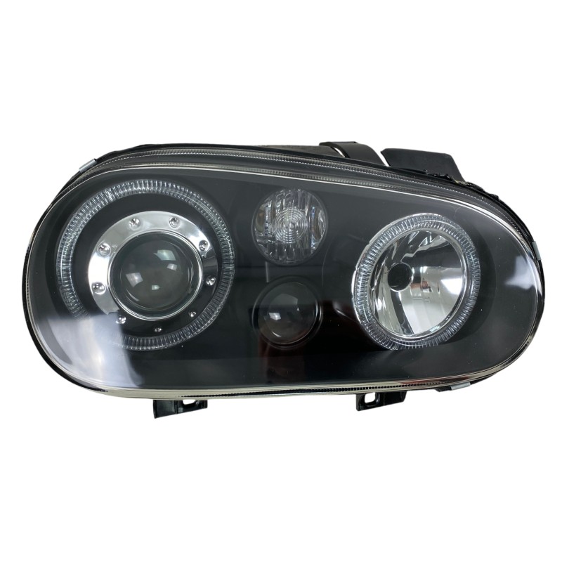 Φανάρια εμπρός Vw Golf IV R32 angel eyes - μαύρα , χωρίς λάμπες (Η7) - σετ 2τμχ.