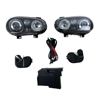 Φανάρια εμπρός Vw Golf IV R32 angel eyes - μαύρα , χωρίς λάμπες (Η7) - σετ 2τμχ.