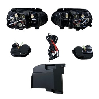 Φανάρια εμπρός Vw Golf IV R32 angel eyes - μαύρα , χωρίς λάμπες (Η7) - σετ 2τμχ.