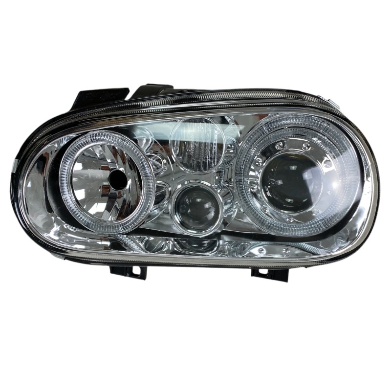 Φανάρια εμπρός Vw Golf IV R32 angel eyes - chrome , χωρίς λάμπες (Η7) - σετ 2τμχ.