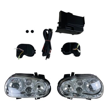 Φανάρια εμπρός Vw Golf IV R32 angel eyes - chrome , χωρίς λάμπες (Η7) - σετ 2τμχ.
