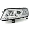 Φανάρια εμπρός Audi A6 C4 (2004-2008) led lightbar - chrome , χωρίς λάμπες (Η7) - σετ 2τμχ.
