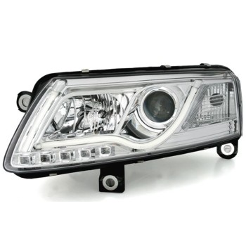 Φανάρια εμπρός Audi A6 C4 (2004-2008) led lightbar - chrome , χωρίς λάμπες (Η7) - σετ 2τμχ. Φανάρια εμπρός Audi A6 C4 (2004-2008) led lightbar - chrome , χωρίς λάμπες (Η7) - σετ 2τμχ.