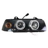 Φανάρια εμπρός BMW E36 (1991-1999) 4d sedan angel eyes - black , με λάμπες (Η1) - σετ 2τμχ.