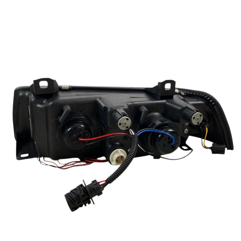 Φανάρια εμπρός BMW E36 (1991-1999) 4d sedan angel eyes - black , με λάμπες (Η1) - σετ 2τμχ.