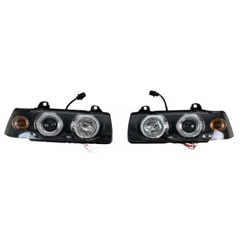 Φανάρια εμπρός Bmw E36 (1991-2000) 2d coupe angel eyes - μαύρα , με λάμπες (Η7) - σετ 2τμχ. Φανάρια εμπρός Bmw E36 (1991-2000) 2d coupe angel eyes - μαύρα , με λάμπες (Η7) - σετ 2τμχ.