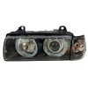 Φανάρια εμπρός Bmw E36 (1991-2000) 4d sedan angel eyes - μαύρα , χωρίς λάμπες (Η7) - σετ 2τμχ.