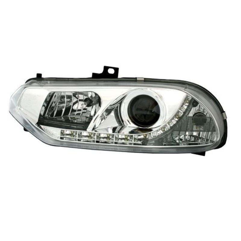Φανάρια εμπρός Alfa Romeo 156 (1997-2003)led - chrome , με λάμπες (Η1) - σετ 2τμχ.
