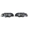 Φανάρια εμπρός BMW E39 (1995-2003) angel eyes - μαύρα , με λάμπες (Η7) - σετ 2τμχ.