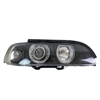 Φανάρια εμπρός BMW E39 (1995-2003) angel eyes - μαύρα , με λάμπες (Η7) - σετ 2τμχ.