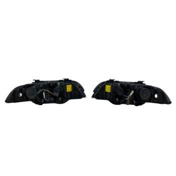 Φανάρια εμπρός BMW E39 (1995-2003) angel eyes - μαύρα , με λάμπες (Η7) - σετ 2τμχ.