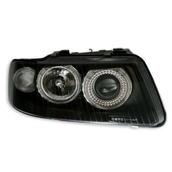 Φανάρια εμπρός Audi A3 (2000-2003) angel eyes - μαύρα , χωρίς λάμπες (Η7) - σετ 2τμχ.