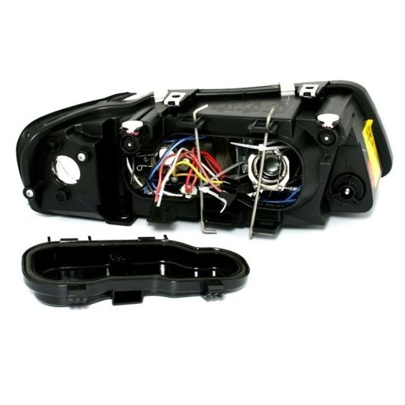 Φανάρια εμπρός Audi A3 (2000-2003) angel eyes - μαύρα , χωρίς λάμπες (Η7) - σετ 2τμχ.