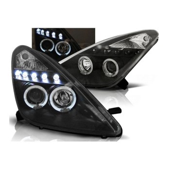 Φανάρια εμπρός Toyota Celica T230 (1999-2005) angel eyes - μαύρα , με λάμπες (Η1) - σετ 2τμχ. Φανάρια εμπρός Toyota Celica T230 (1999-2005) angel eyes - μαύρα , με λάμπες (Η1) - σετ 2τμχ.