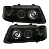 Φανάρια εμπρός Audi A3 (1996-2000) angel eyes - μαύρα , με λάμπες (Η1) - σετ 2τμχ.
