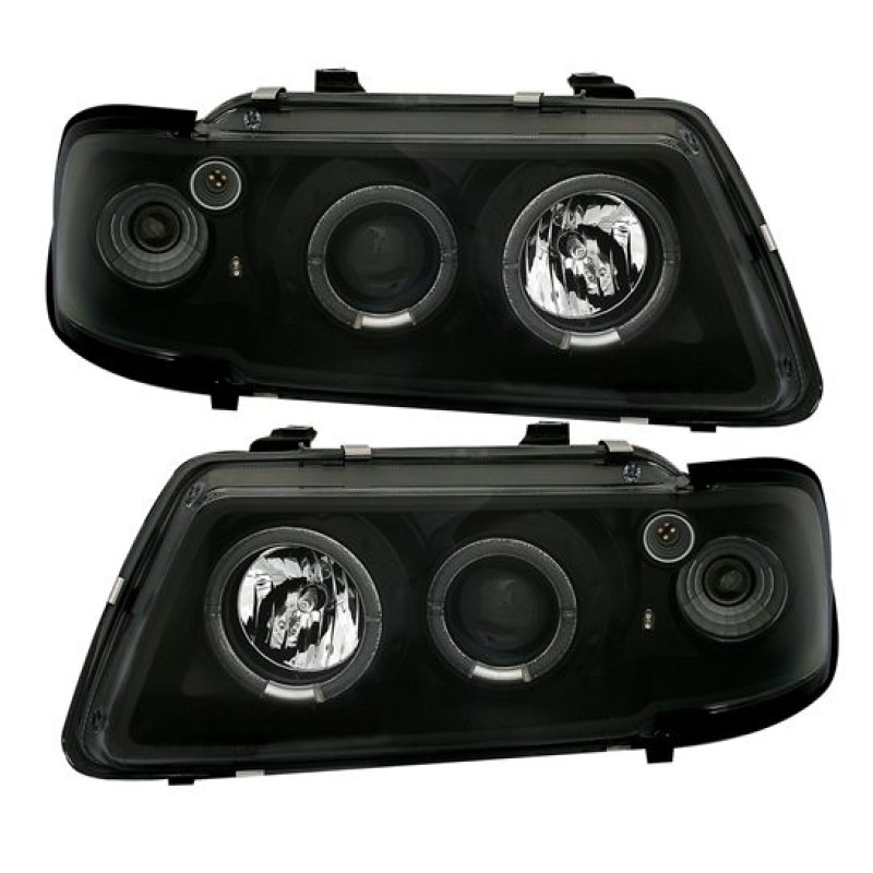 Φανάρια εμπρός Audi A3 (1996-2000) angel eyes - μαύρα , με λάμπες (Η1) - σετ 2τμχ.
