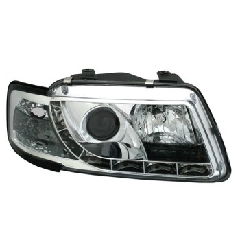 Φανάρια εμπρός Audi A3 (1996-2000) led - chrome , με λάμπες (Η1) - σετ 2τμχ.