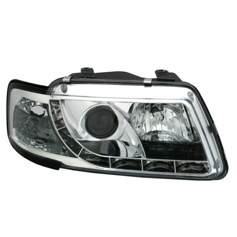 Φανάρια εμπρός Audi A3 (1996-2000) led - chrome , με λάμπες (Η1) - σετ 2τμχ.