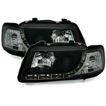Φανάρια εμπρός Audi A3 (1996-2000) led - μαύρα , με λάμπες (Η1) - σετ 2τμχ.