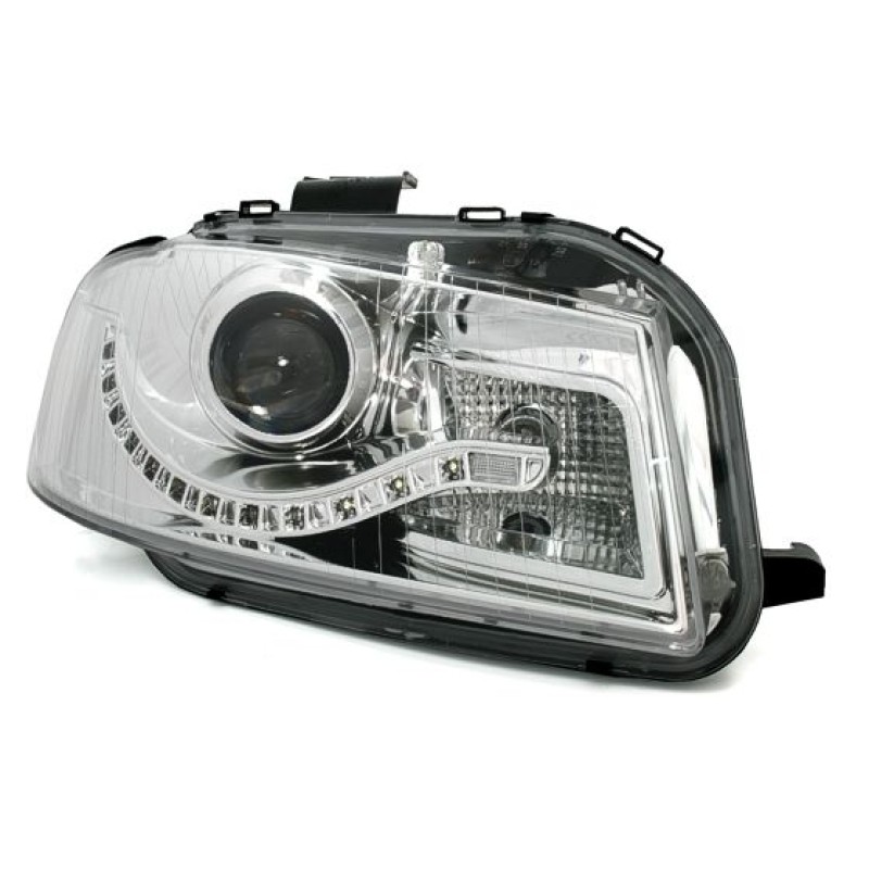 Φανάρια εμπρός Audi A3 (2003-2008) led Dayline - chrome , με λάμπες (Η9) - σετ 2τμχ.