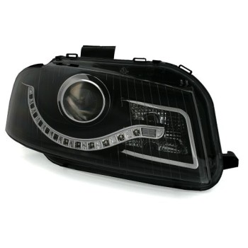 Φανάρια εμπρός Audi A3 (2003-2008) led Dayline - μαύρα , με λάμπες (Η9) - σετ 2τμχ.